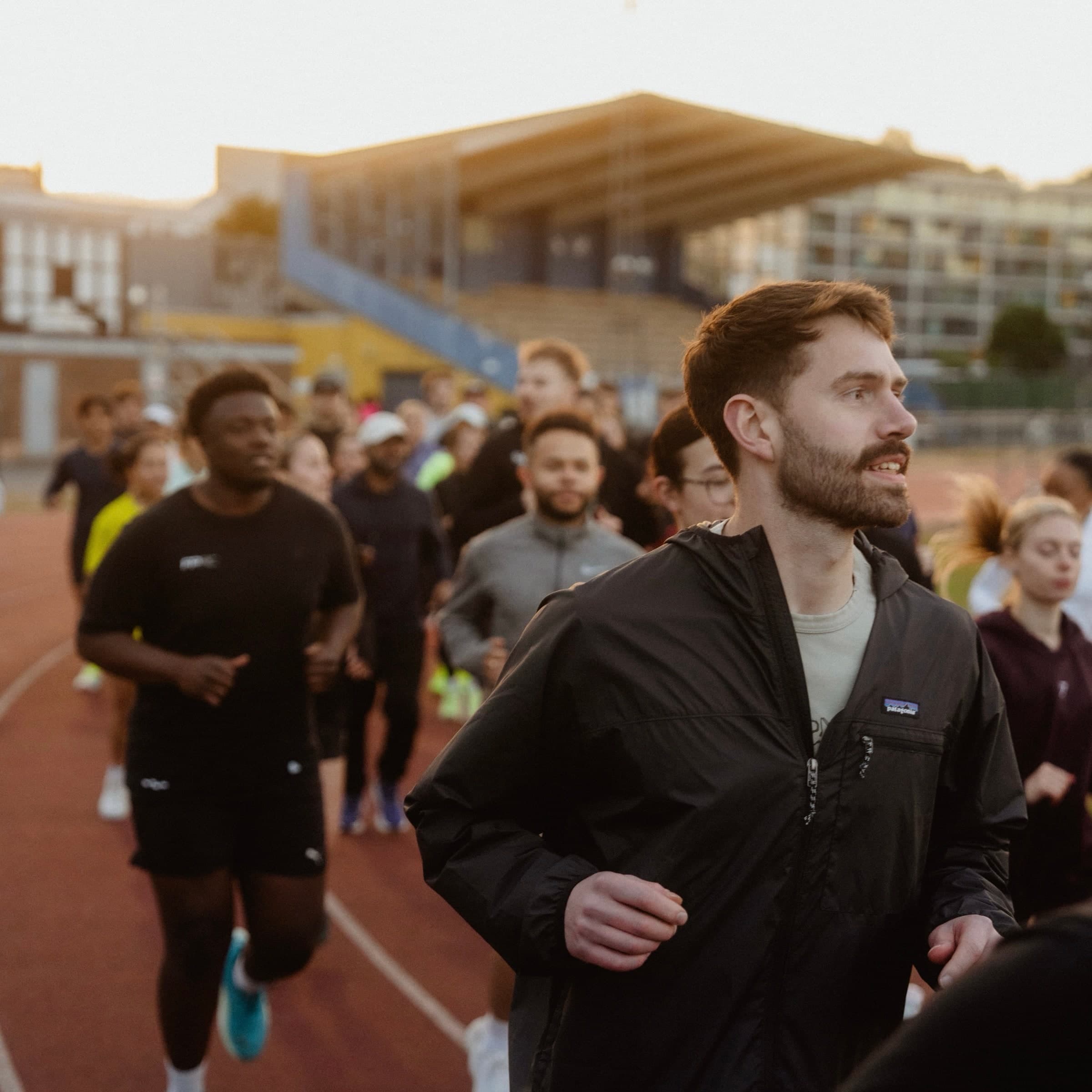 Dan leading a run club session on the track
